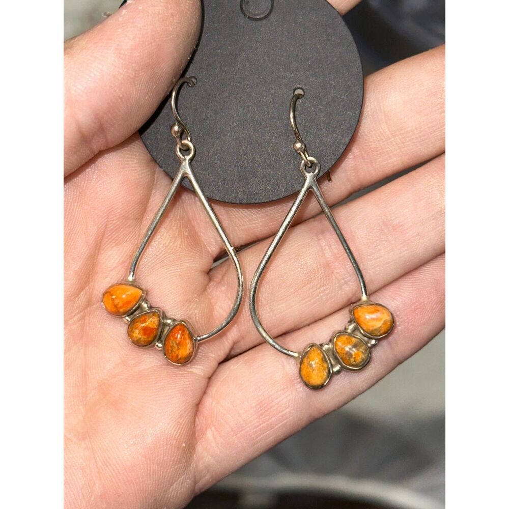 Spiny Orange Oyster .925 Sterling Silver Earrings